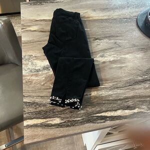 Frank Lyman Design Black Skinny Jeans with Embellished Cuffs